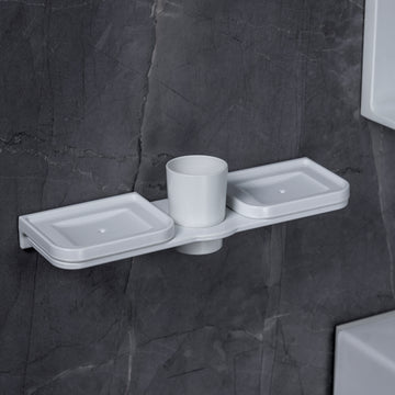 Double Soap Holder with Glass