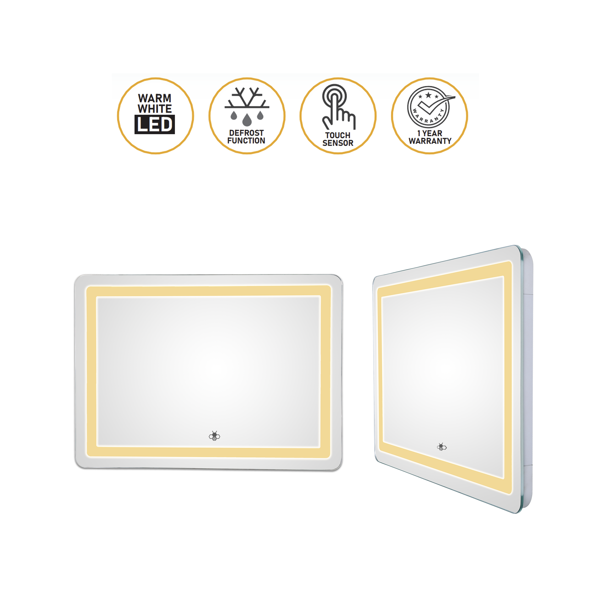 Non Frame LED Mirror  - Vertical- Horizontal - in 16" x 22"  and 13" x 17"